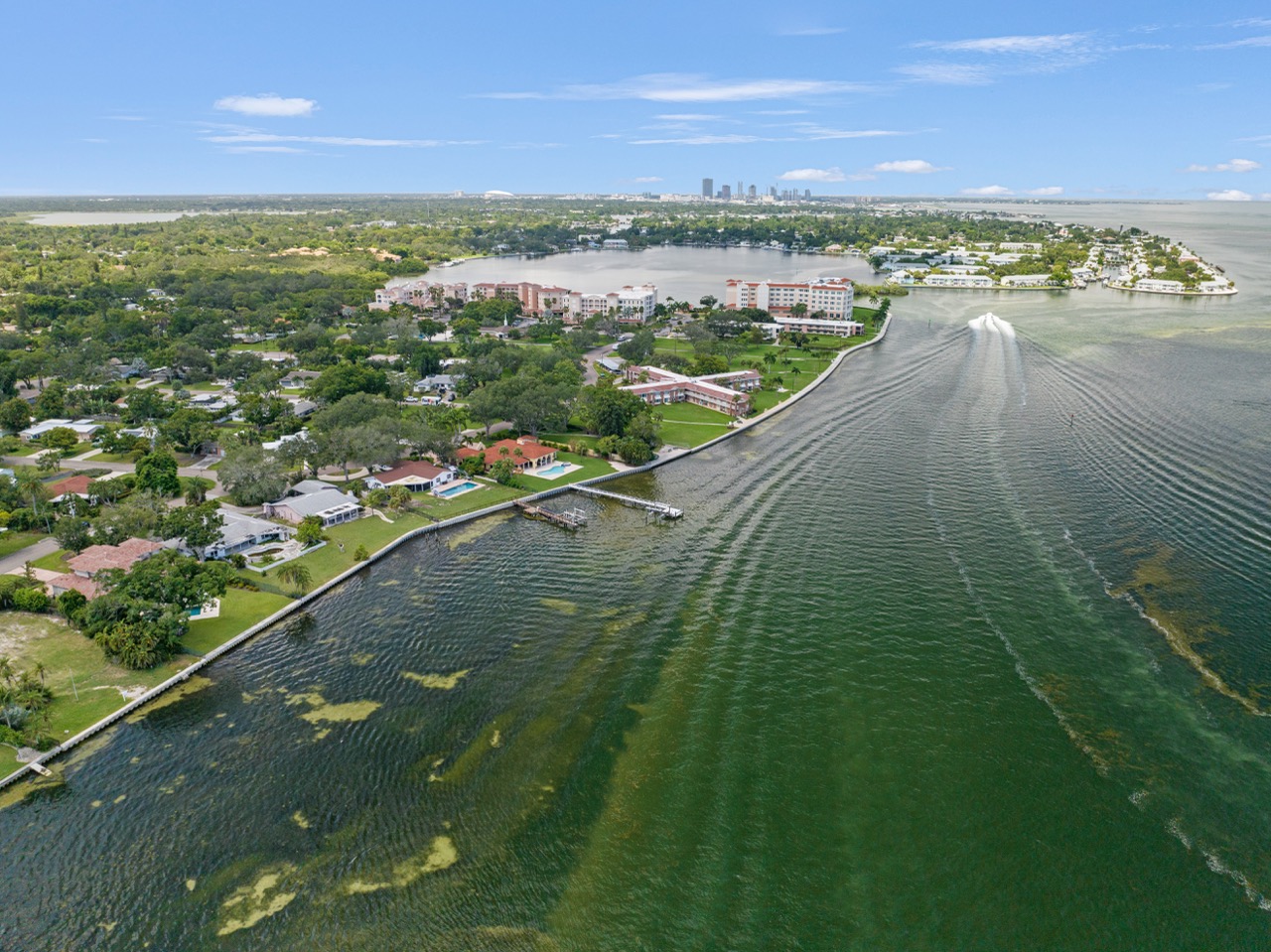 Bahama Shores shoreline toward downtown St. Pete