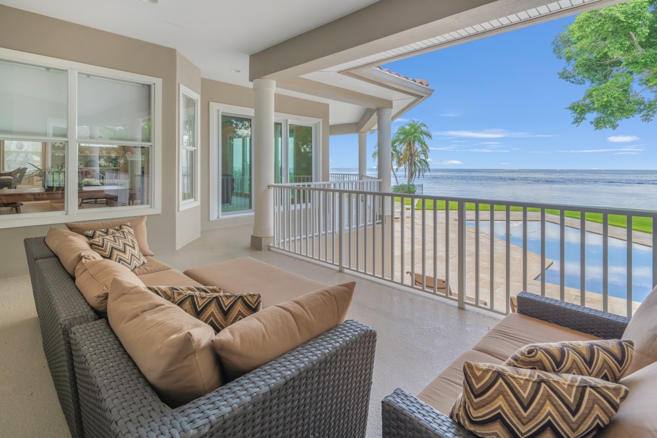 Wraparound waterfront terrace